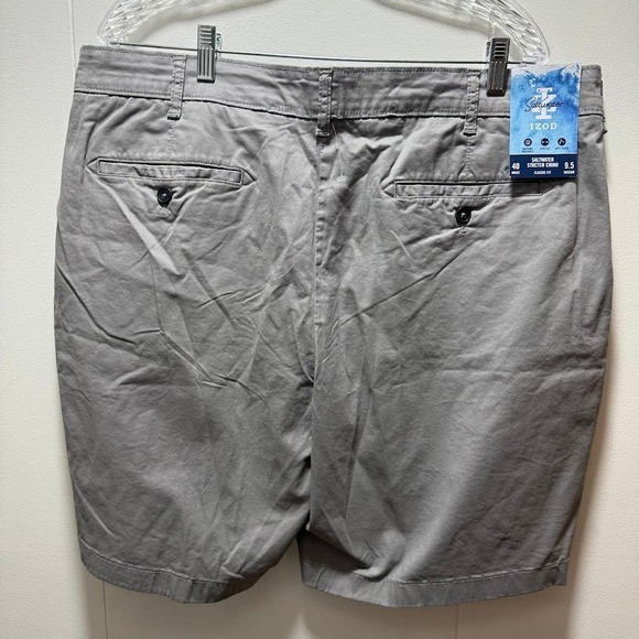 IZOD Saltwater Stretch Chino Shorts Mens 40 Grey Cinderblock 9.5 Inseam NEW - Picture 5 of 7